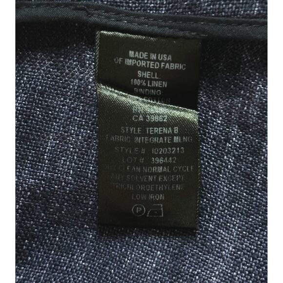 THEORY 100% Linen Terena Wide Leg Pants Chambray Minimalist Career Preppy Blue 6 - Picture 7 of 9